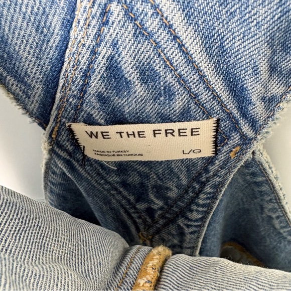 Free People We The Free Good Luck Barrel Overalls Ultra Light Beam Large Blue - Picture 5 of 8